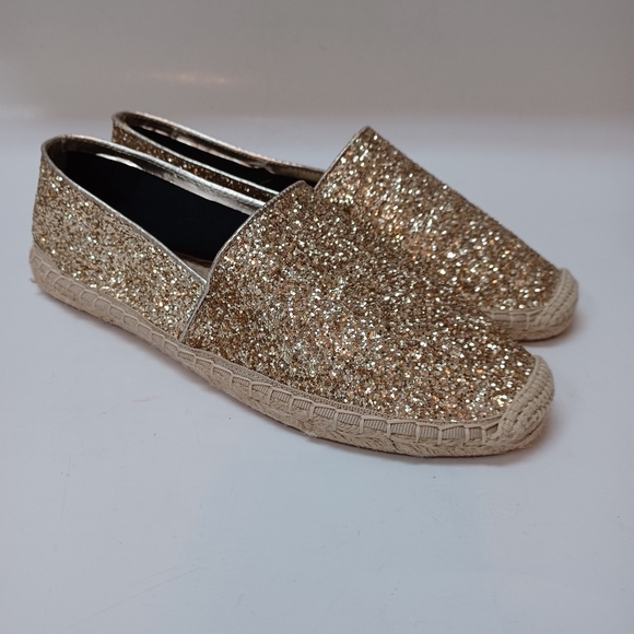 Rebecca Minkoff Espadrilles Gold Glitter Slip On Flats Womens size 8.5 - Picture 9 of 16